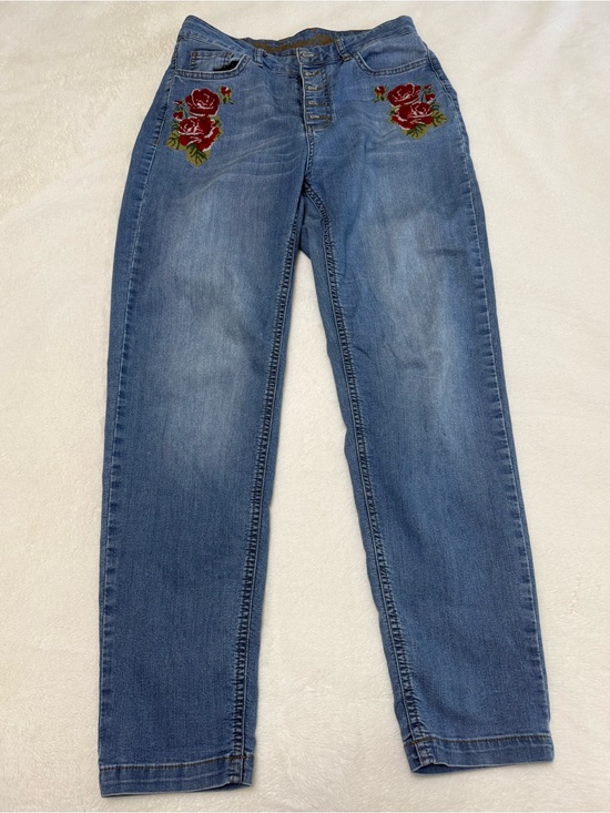 Exotic jeans Denim - Embroidered Rose High-Rise Women’s Jeans Blue